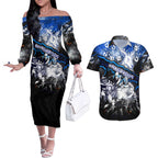 Step Into Horror Domain Kangaroos Football Couples Matching Off The Shoulder Long Sleeve Dress and Hawaiian Shirt Halloween Horror Movie Characters - Aussie Hoodie