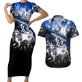 Step Into Horror Domain Kangaroos Football Couples Matching Short Sleeve Bodycon Dress and Hawaiian Shirt Halloween Horror Movie Characters - Aussie Hoodie