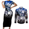 Step Into Horror Domain Kangaroos Football Couples Matching Short Sleeve Bodycon Dress and Long Sleeve Button Shirt Halloween Horror Movie Characters - Aussie Hoodie