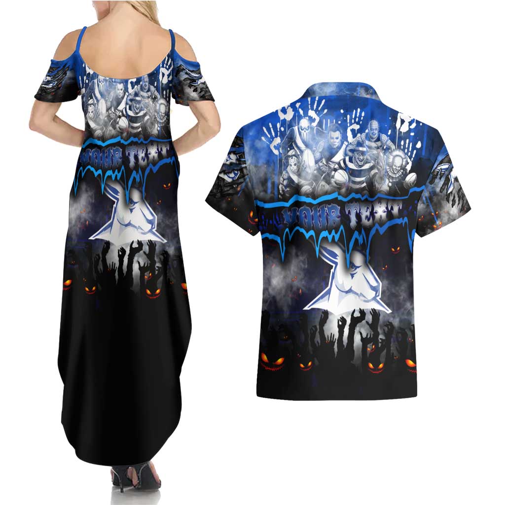 Step Into Horror Domain Kangaroos Football Couples Matching Summer Maxi Dress and Hawaiian Shirt Halloween Horror Movie Characters - Aussie Hoodie