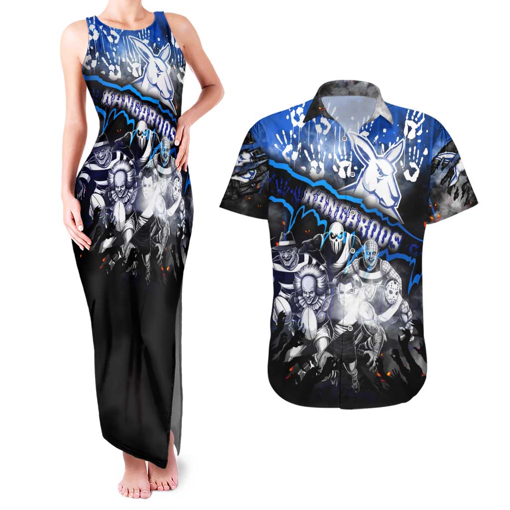 Step Into Horror Domain Kangaroos Football Couples Matching Tank Maxi Dress and Hawaiian Shirt Halloween Horror Movie Characters - Aussie Hoodie
