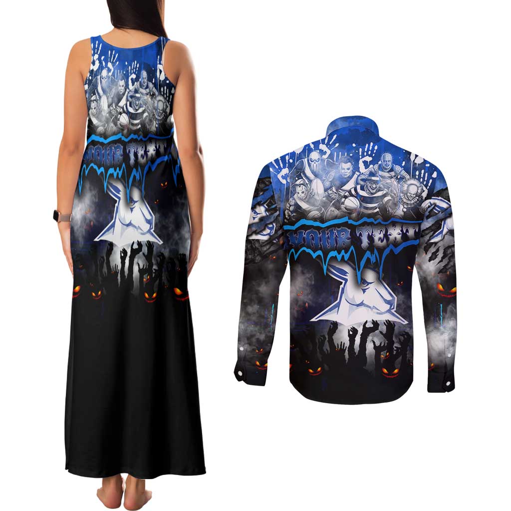 Step Into Horror Domain Kangaroos Football Couples Matching Tank Maxi Dress and Long Sleeve Button Shirt Halloween Horror Movie Characters - Aussie Hoodie