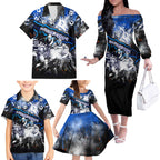 Step Into Horror Domain Kangaroos Football Family Matching Off The Shoulder Long Sleeve Dress and Hawaiian Shirt Halloween Horror Movie Characters - Aussie Hoodie