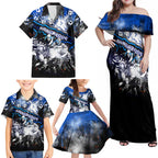 Step Into Horror Domain Kangaroos Football Family Matching Off Shoulder Maxi Dress and Hawaiian Shirt Halloween Horror Movie Characters - Aussie Hoodie