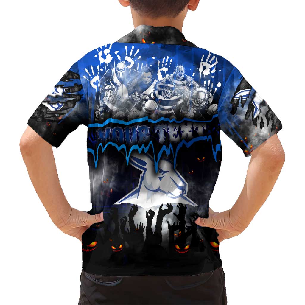 Step Into Horror Domain Kangaroos Football Family Matching Off Shoulder Maxi Dress and Hawaiian Shirt Halloween Horror Movie Characters - Aussie Hoodie