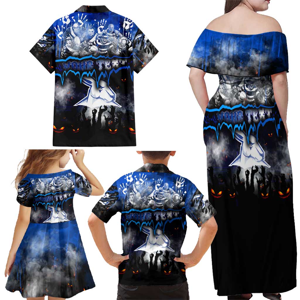 Step Into Horror Domain Kangaroos Football Family Matching Off Shoulder Maxi Dress and Hawaiian Shirt Halloween Horror Movie Characters - Aussie Hoodie
