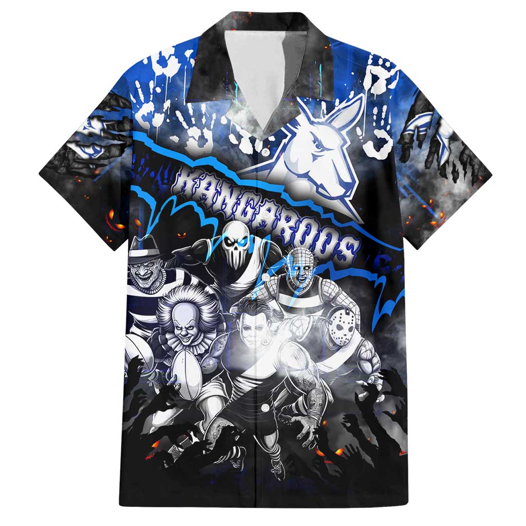 Step Into Horror Domain Kangaroos Football Family Matching Off Shoulder Maxi Dress and Hawaiian Shirt Halloween Horror Movie Characters - Aussie Hoodie