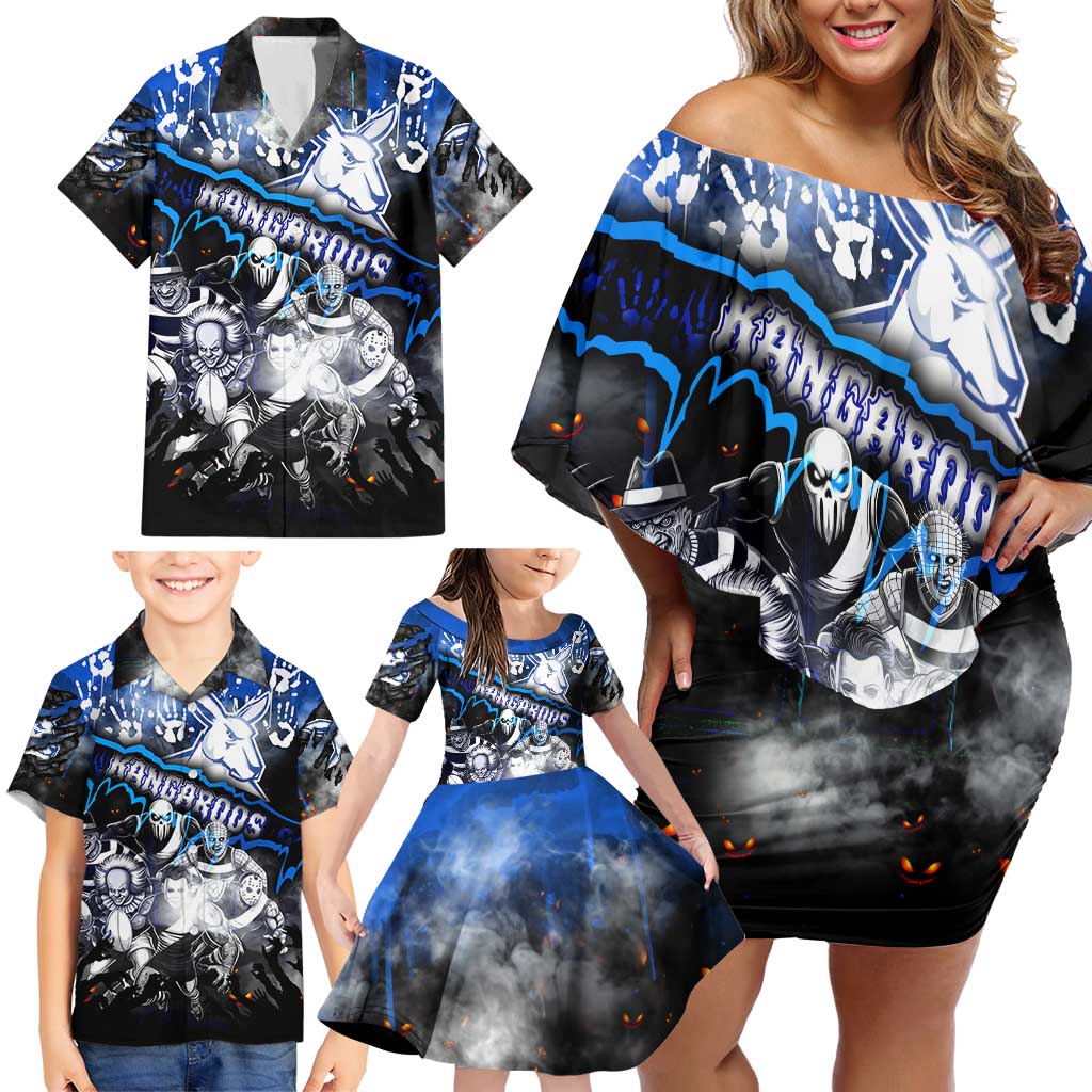 Step Into Horror Domain Kangaroos Football Family Matching Off Shoulder Short Dress and Hawaiian Shirt Halloween Horror Movie Characters - Aussie Hoodie