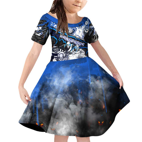 Step Into Horror Domain Kangaroos Football Family Matching Off Shoulder Short Dress and Hawaiian Shirt Halloween Horror Movie Characters - Aussie Hoodie
