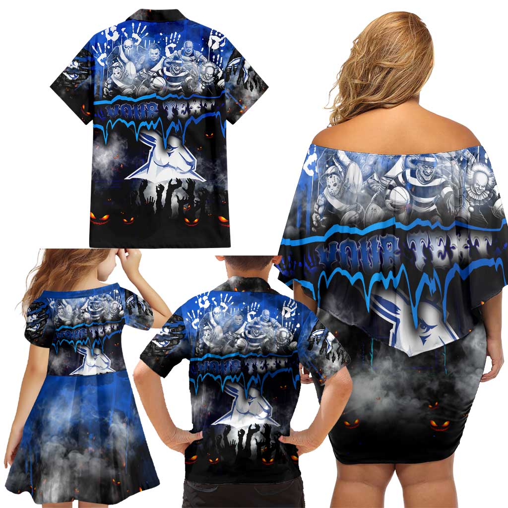 Step Into Horror Domain Kangaroos Football Family Matching Off Shoulder Short Dress and Hawaiian Shirt Halloween Horror Movie Characters - Aussie Hoodie