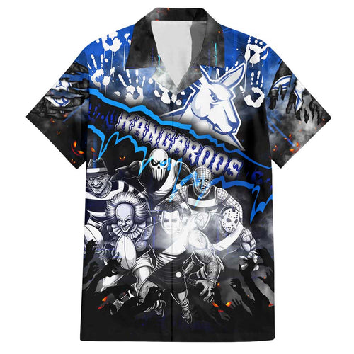 Step Into Horror Domain Kangaroos Football Family Matching Off Shoulder Short Dress and Hawaiian Shirt Halloween Horror Movie Characters - Aussie Hoodie