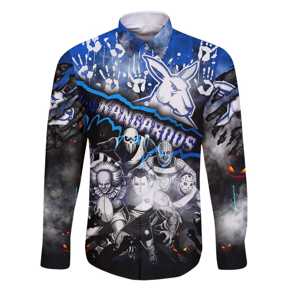 Step Into Horror Domain Kangaroos Football Family Matching Off Shoulder Short Dress and Hawaiian Shirt Halloween Horror Movie Characters - Aussie Hoodie