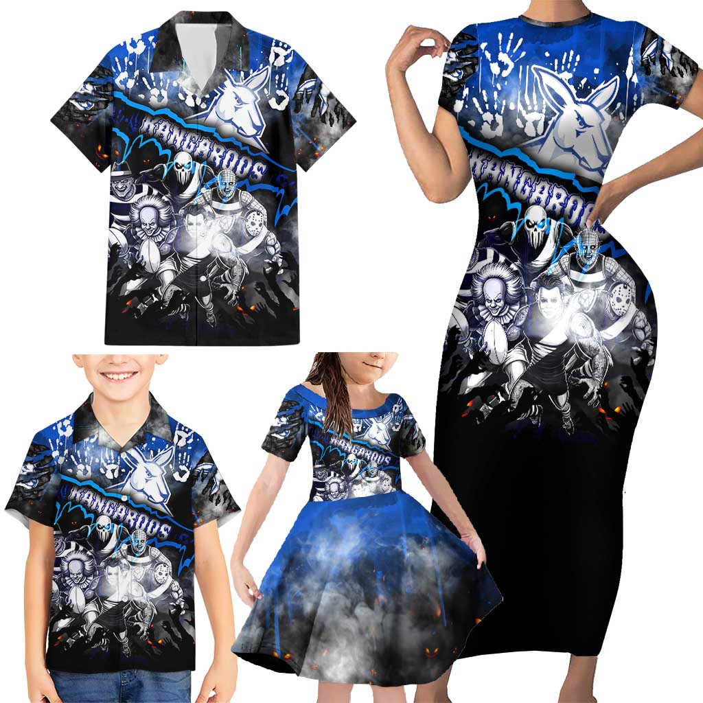 Step Into Horror Domain Kangaroos Football Family Matching Short Sleeve Bodycon Dress and Hawaiian Shirt Halloween Horror Movie Characters - Aussie Hoodie