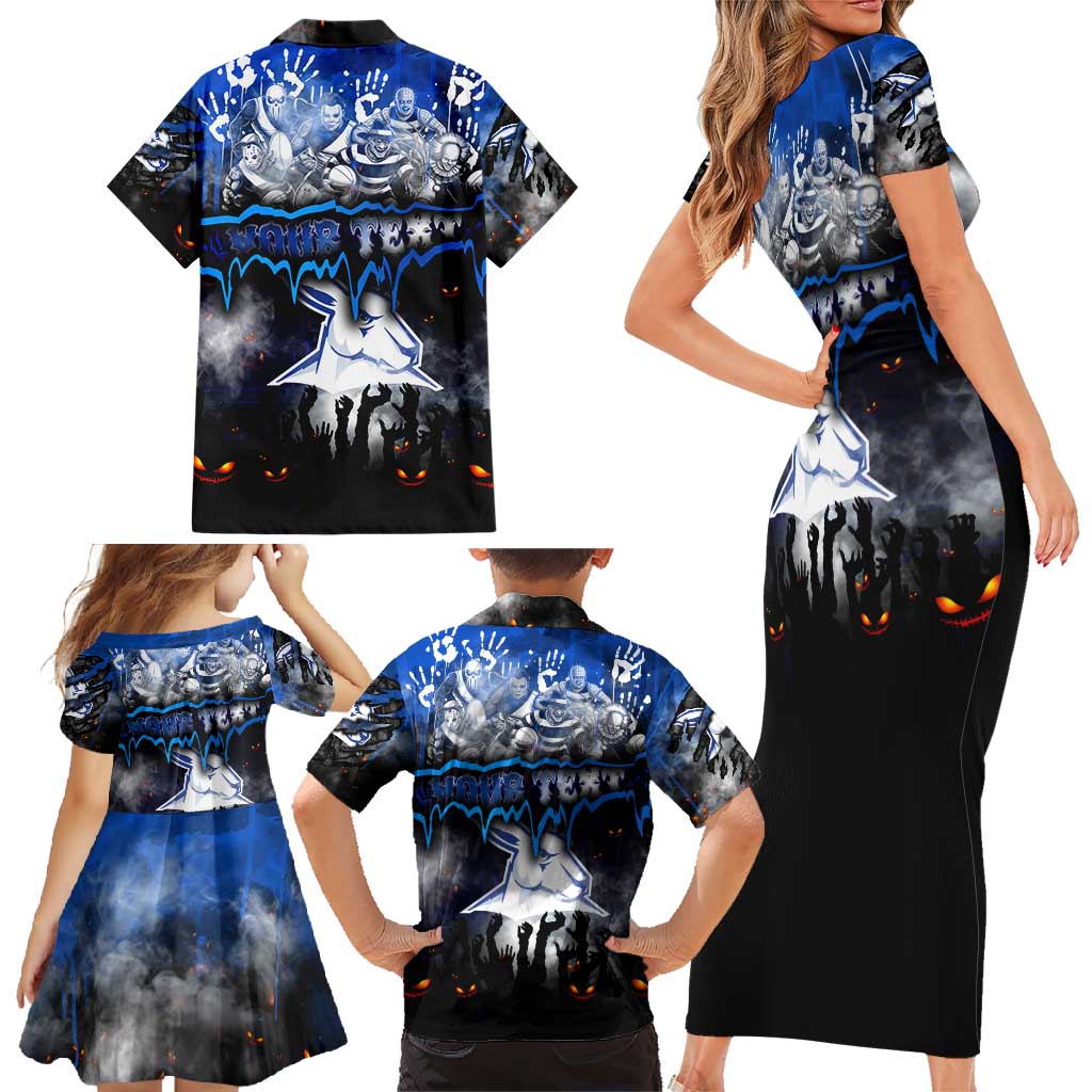 Step Into Horror Domain Kangaroos Football Family Matching Short Sleeve Bodycon Dress and Hawaiian Shirt Halloween Horror Movie Characters - Aussie Hoodie