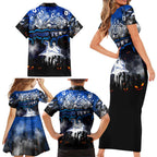 Step Into Horror Domain Kangaroos Football Family Matching Short Sleeve Bodycon Dress and Hawaiian Shirt Halloween Horror Movie Characters - Aussie Hoodie