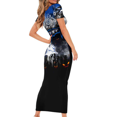 Step Into Horror Domain Kangaroos Football Family Matching Short Sleeve Bodycon Dress and Hawaiian Shirt Halloween Horror Movie Characters - Aussie Hoodie