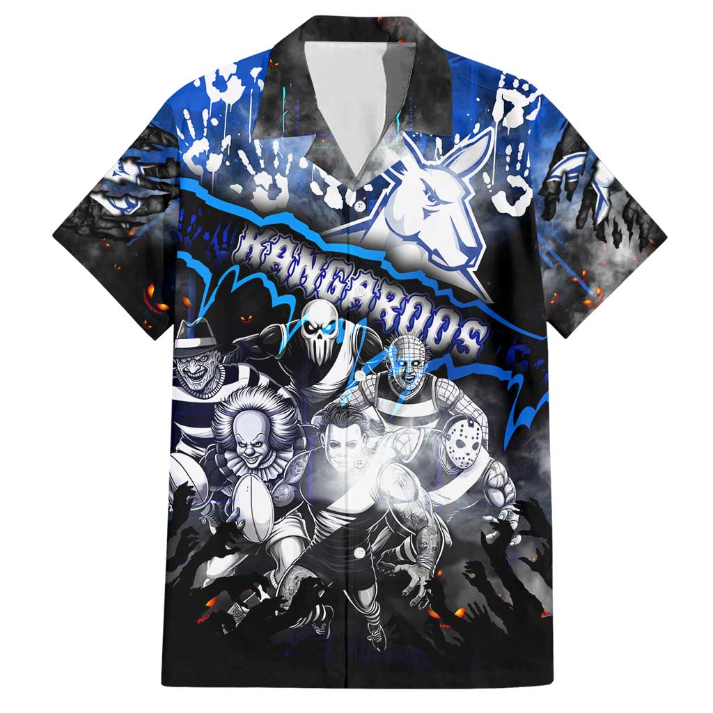 Step Into Horror Domain Kangaroos Football Hawaiian Shirt Halloween Horror Movie Characters - Aussie Hoodie
