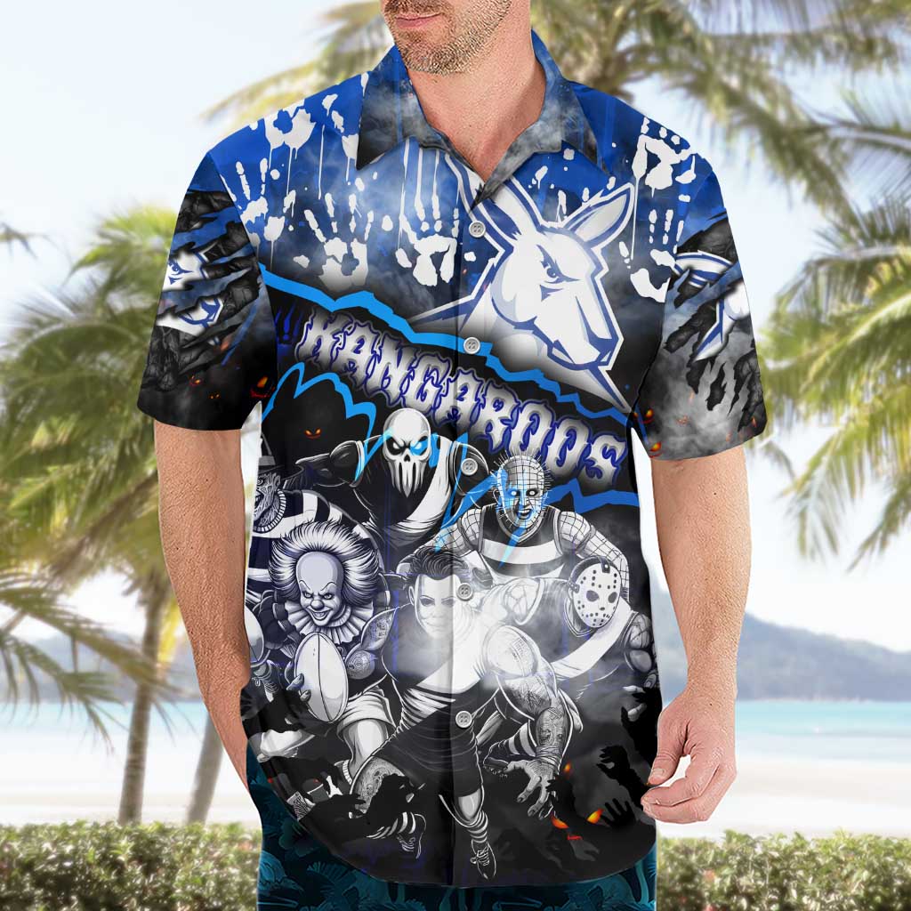 Step Into Horror Domain Kangaroos Football Hawaiian Shirt Halloween Horror Movie Characters - Aussie Hoodie