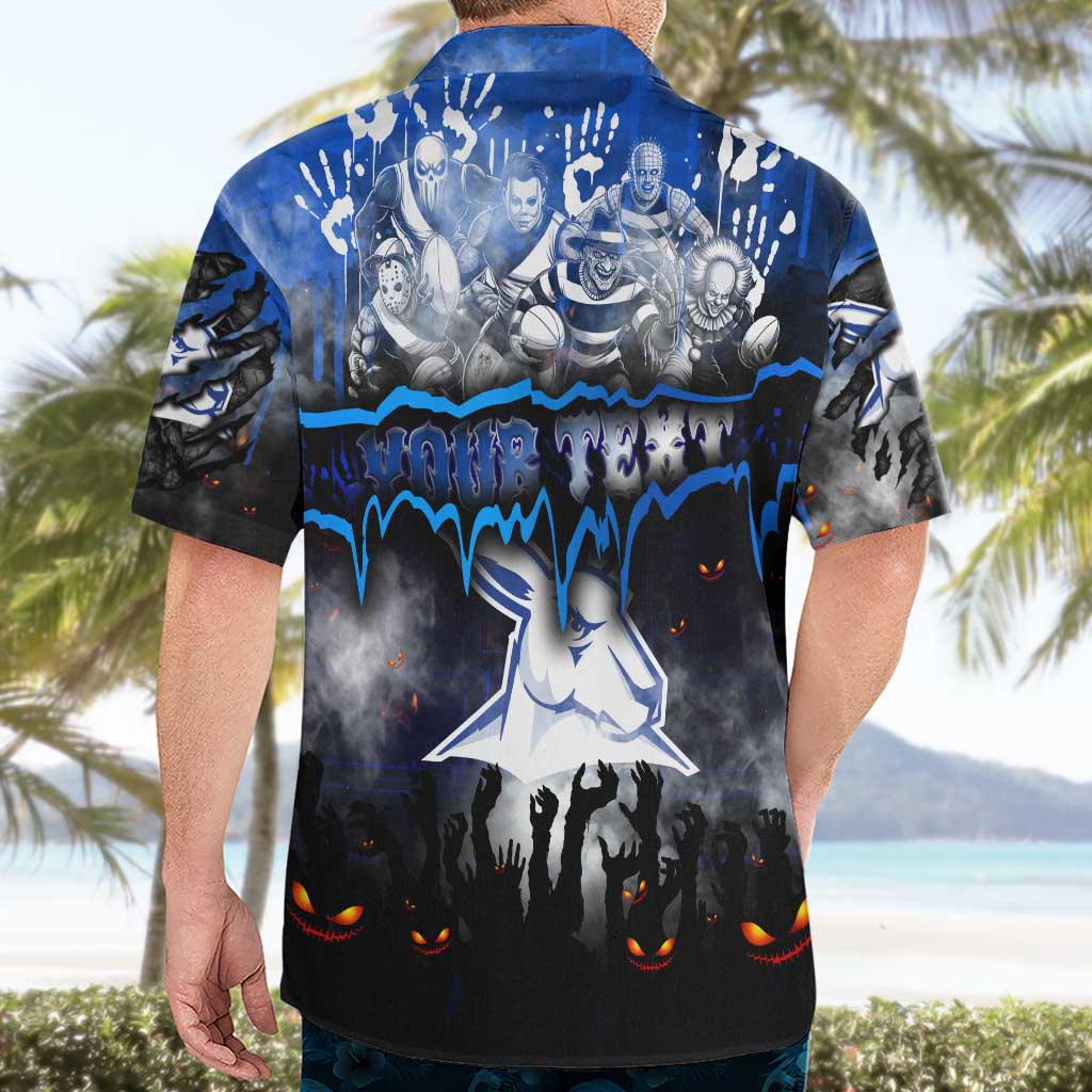 Step Into Horror Domain Kangaroos Football Hawaiian Shirt Halloween Horror Movie Characters - Aussie Hoodie