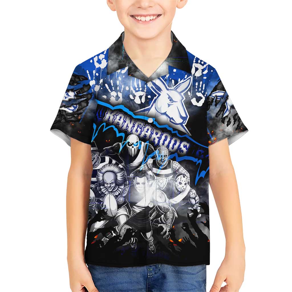 Step Into Horror Domain Kangaroos Football Hawaiian Shirt Halloween Horror Movie Characters - Aussie Hoodie