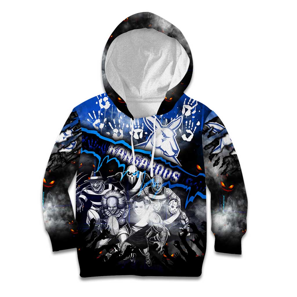Step Into Horror Domain Kangaroos Football Kid Hoodie Halloween Horror Movie Characters - Aussie Hoodie