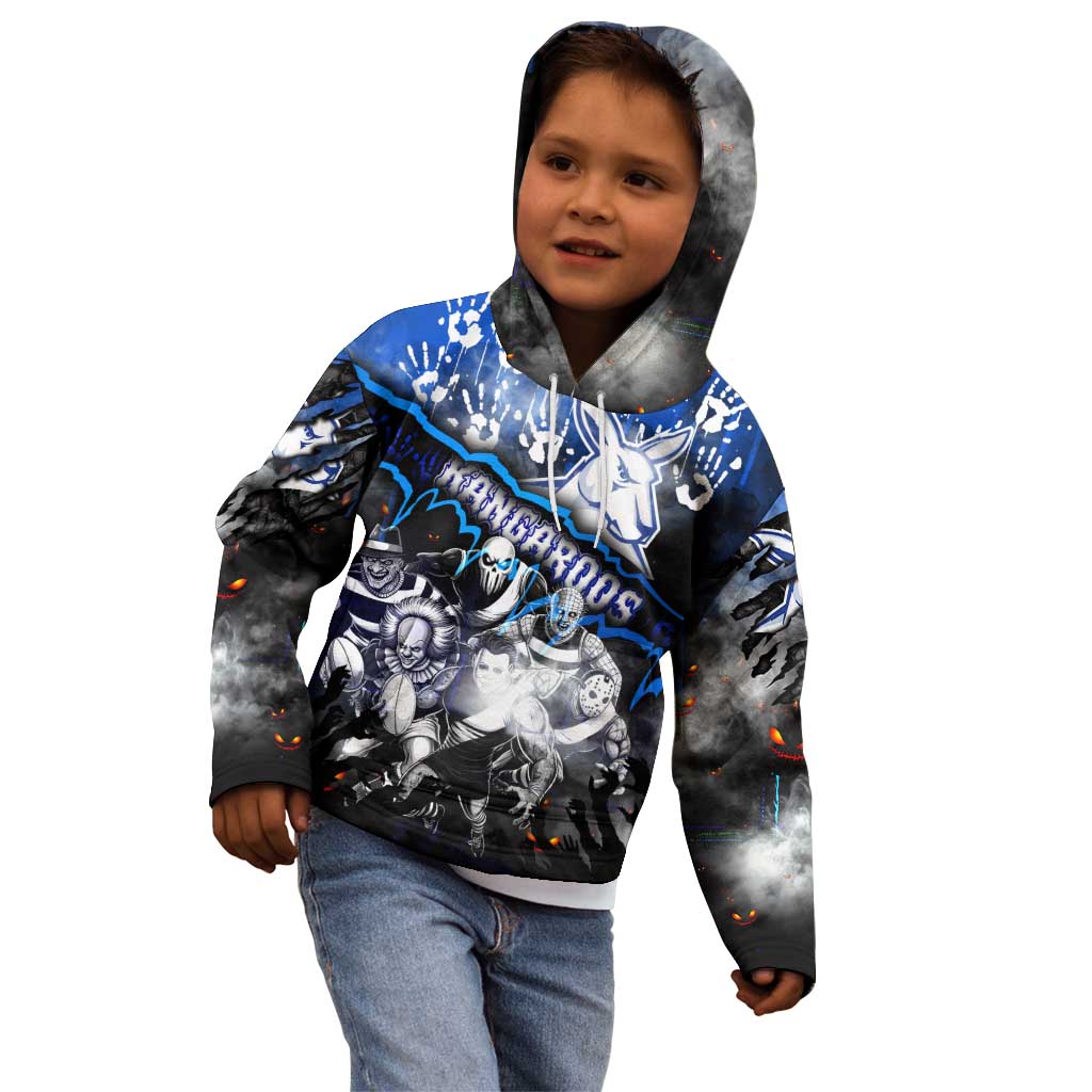 Step Into Horror Domain Kangaroos Football Kid Hoodie Halloween Horror Movie Characters - Aussie Hoodie