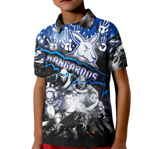 Step Into Horror Domain Kangaroos Football Kid Polo Shirt Halloween Horror Movie Characters - Aussie Hoodie