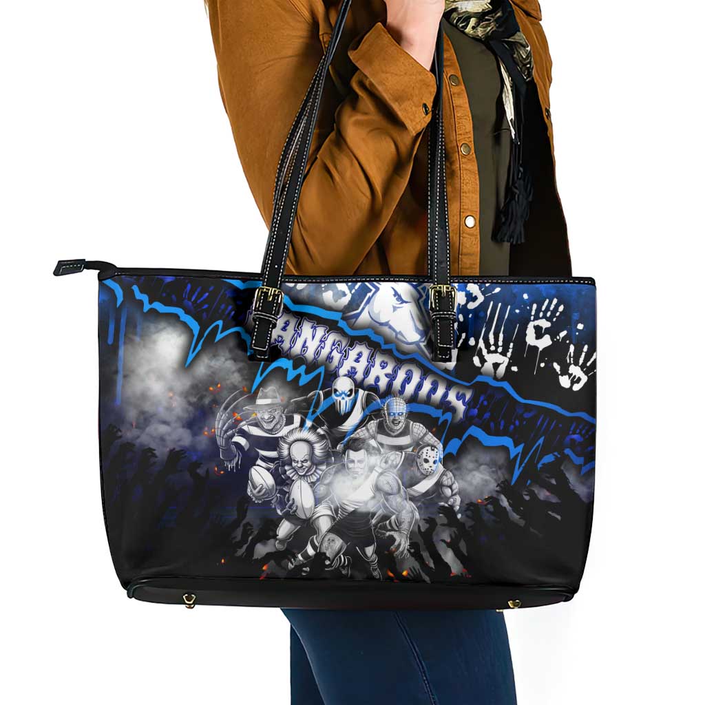 Step Into Horror Domain Kangaroos Football Leather Tote Bag Halloween Horror Movie Characters - Aussie Hoodie