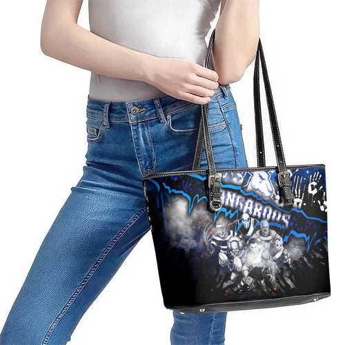 Step Into Horror Domain Kangaroos Football Leather Tote Bag Halloween Horror Movie Characters - Aussie Hoodie