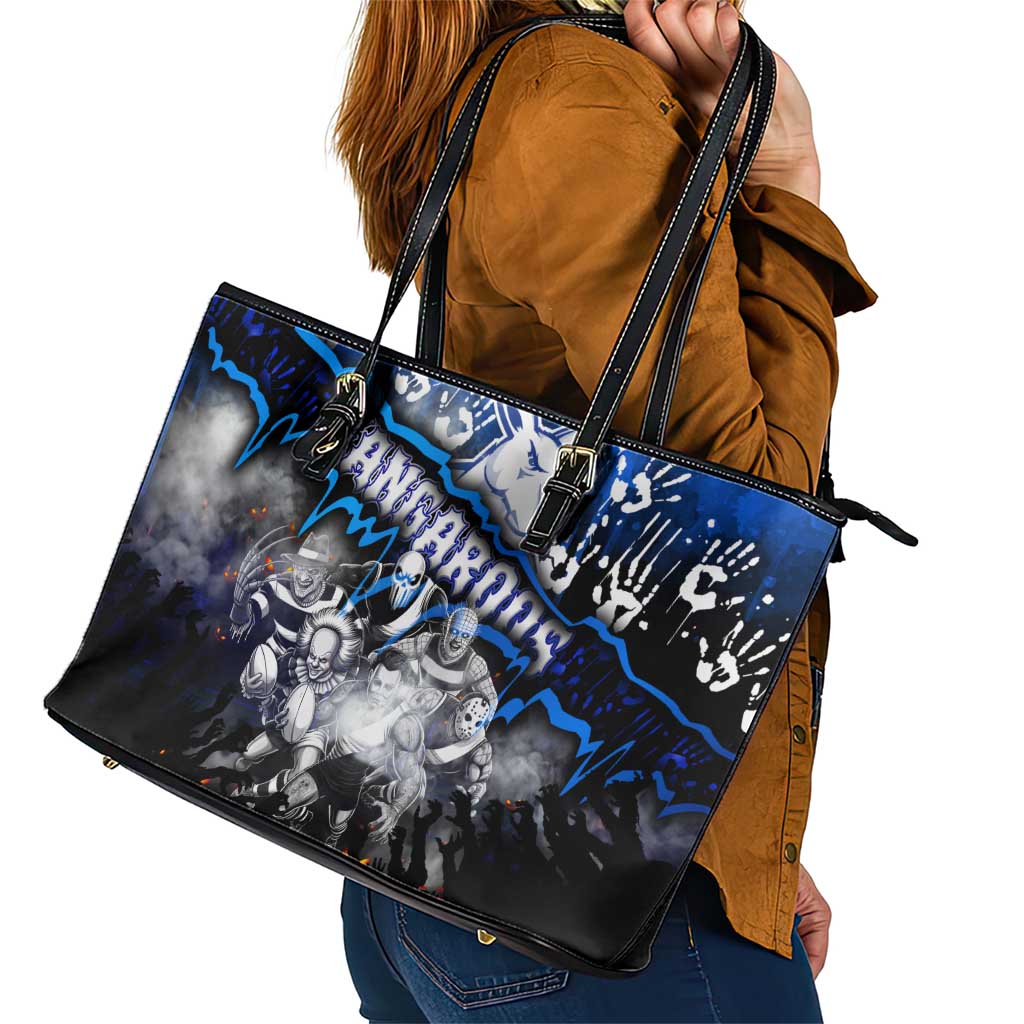 Step Into Horror Domain Kangaroos Football Leather Tote Bag Halloween Horror Movie Characters - Aussie Hoodie