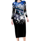 Step Into Horror Domain Kangaroos Football Long Sleeve Bodycon Dress Halloween Horror Movie Characters - Aussie Hoodie