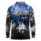 Step Into Horror Domain Kangaroos Football Long Sleeve Polo Shirt Halloween Horror Movie Characters - Aussie Hoodie