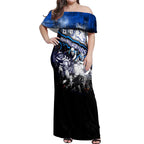 Step Into Horror Domain Kangaroos Football Off Shoulder Maxi Dress Halloween Horror Movie Characters - Aussie Hoodie