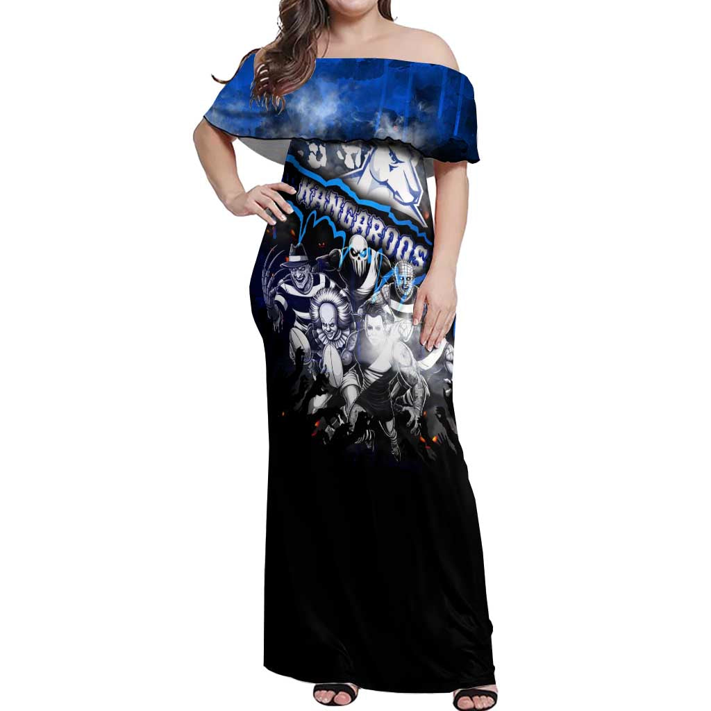 Step Into Horror Domain Kangaroos Football Off Shoulder Maxi Dress Halloween Horror Movie Characters - Aussie Hoodie