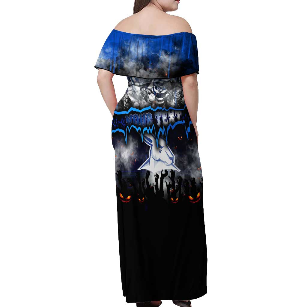 Step Into Horror Domain Kangaroos Football Off Shoulder Maxi Dress Halloween Horror Movie Characters - Aussie Hoodie