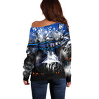 Step Into Horror Domain Kangaroos Football Off Shoulder Sweater Halloween Horror Movie Characters - Aussie Hoodie