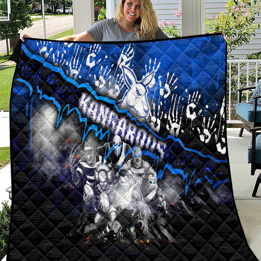 Step Into Horror Domain Kangaroos Football Quilt Halloween Horror Movie Characters - Aussie Hoodie