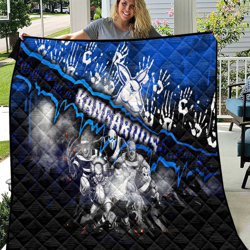 Step Into Horror Domain Kangaroos Football Quilt Halloween Horror Movie Characters - Aussie Hoodie