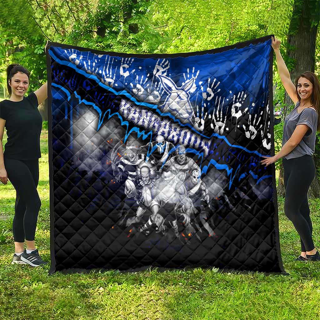 Step Into Horror Domain Kangaroos Football Quilt Halloween Horror Movie Characters - Aussie Hoodie