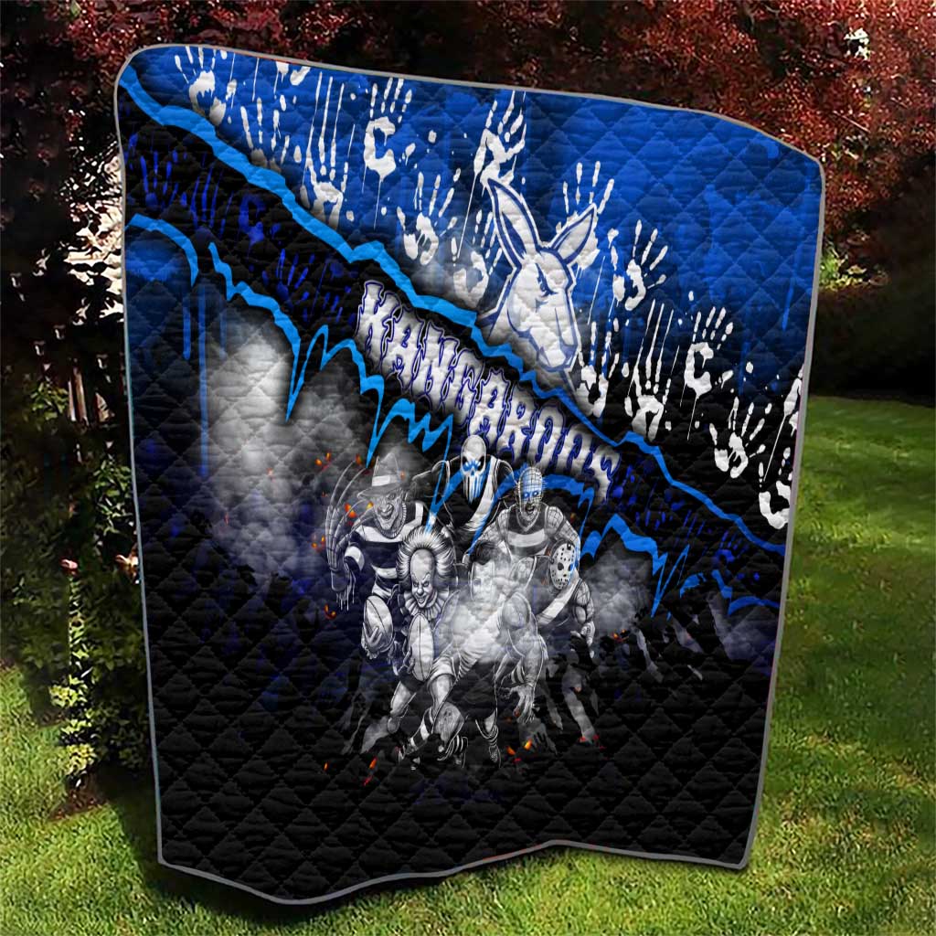 Step Into Horror Domain Kangaroos Football Quilt Halloween Horror Movie Characters - Aussie Hoodie