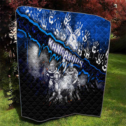 Step Into Horror Domain Kangaroos Football Quilt Halloween Horror Movie Characters - Aussie Hoodie