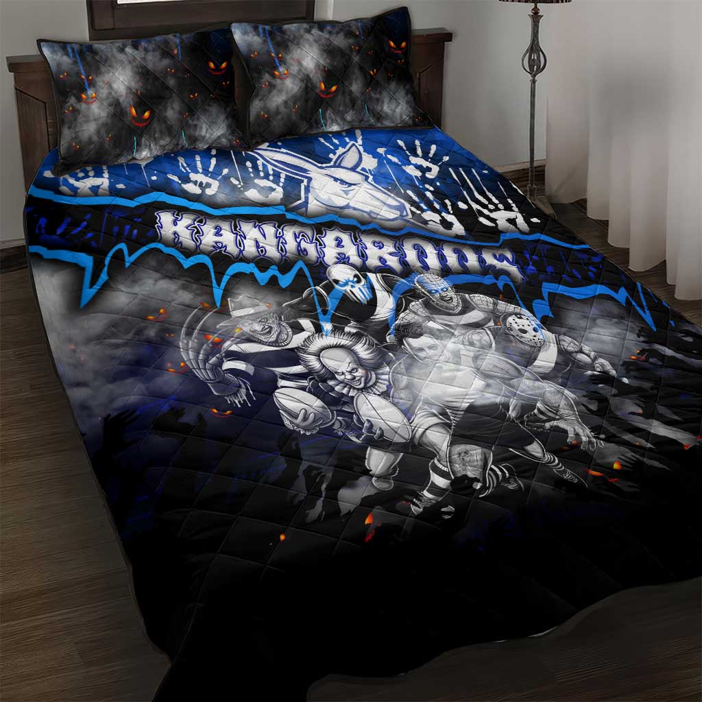 Step Into Horror Domain Kangaroos Football Quilt Bed Set Halloween Horror Movie Characters - Aussie Hoodie