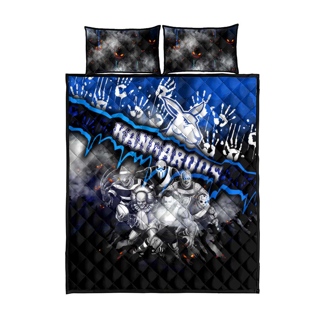 Step Into Horror Domain Kangaroos Football Quilt Bed Set Halloween Horror Movie Characters - Aussie Hoodie