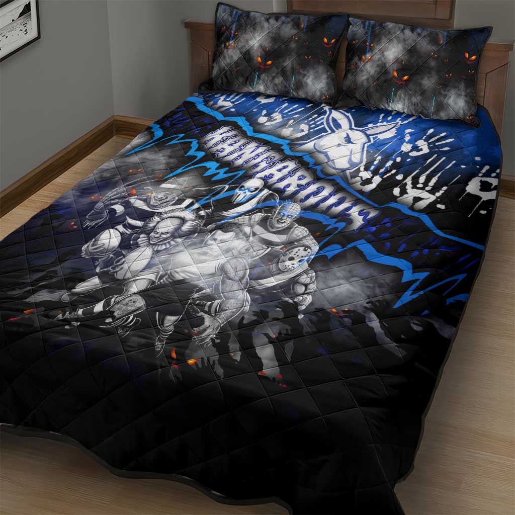 Step Into Horror Domain Kangaroos Football Quilt Bed Set Halloween Horror Movie Characters - Aussie Hoodie