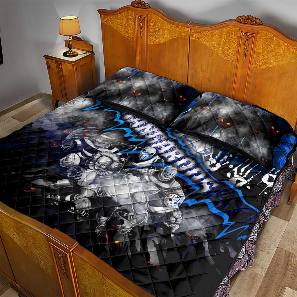 Step Into Horror Domain Kangaroos Football Quilt Bed Set Halloween Horror Movie Characters - Aussie Hoodie