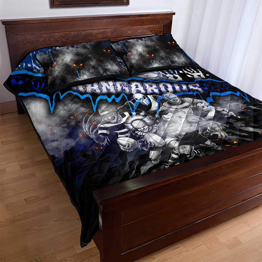 Step Into Horror Domain Kangaroos Football Quilt Bed Set Halloween Horror Movie Characters - Aussie Hoodie