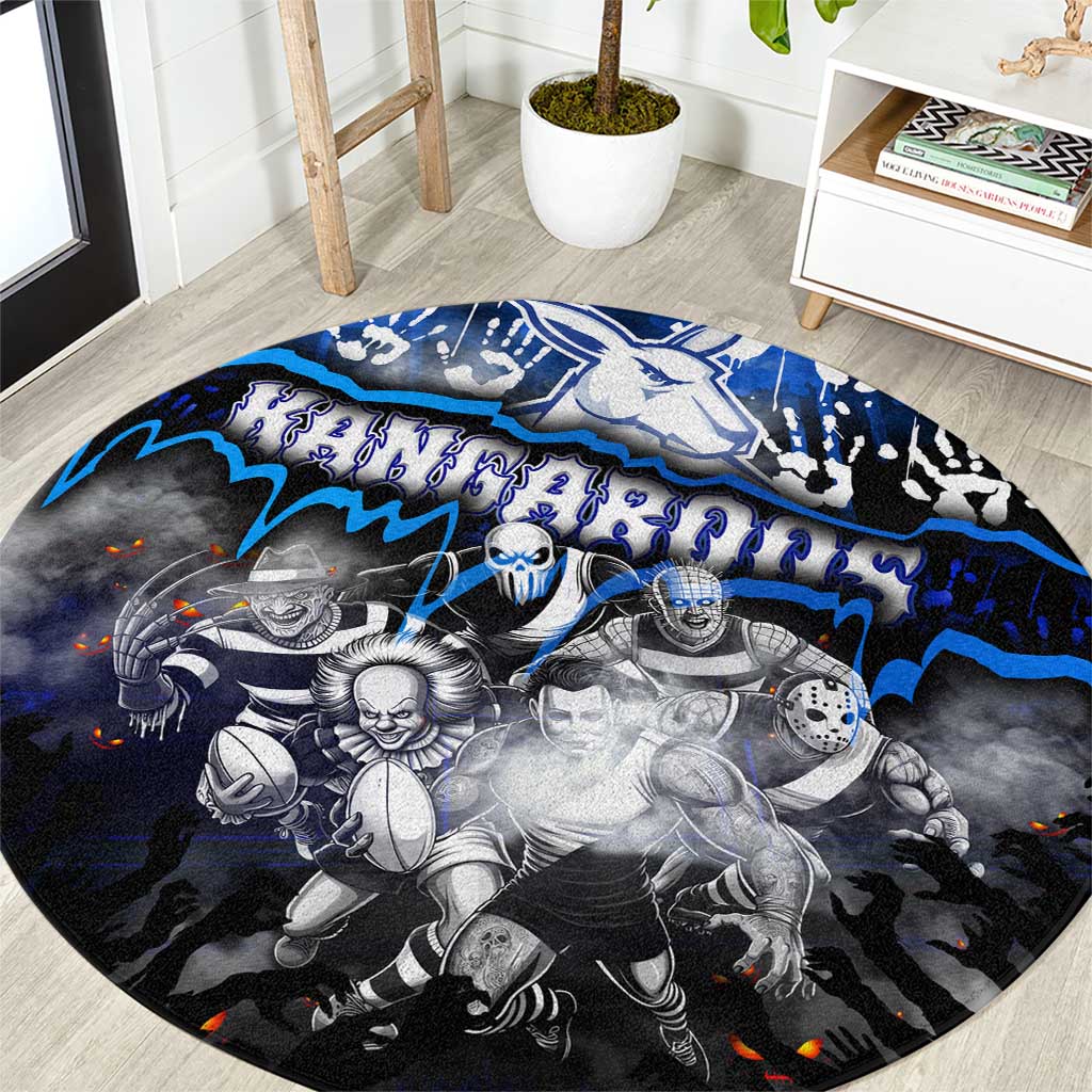 Step Into Horror Domain Kangaroos Football Round Carpet Halloween Horror Movie Characters - Aussie Hoodie