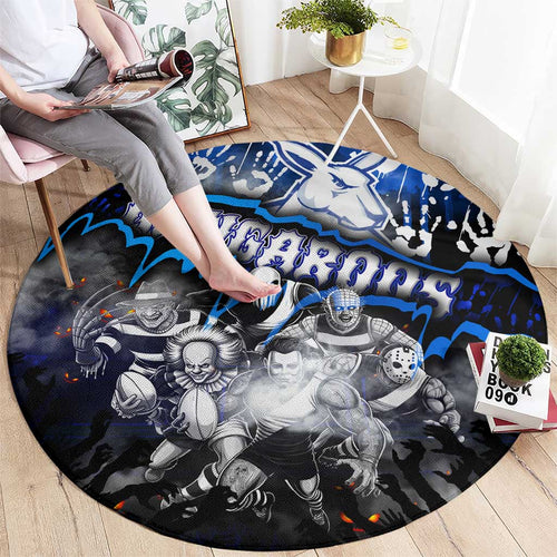 Step Into Horror Domain Kangaroos Football Round Carpet Halloween Horror Movie Characters - Aussie Hoodie