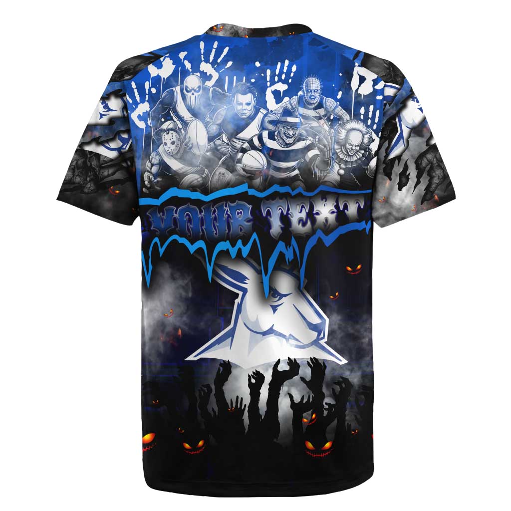 Step Into Horror Domain Kangaroos Football Rugby Jersey Halloween Horror Movie Characters - Aussie Hoodie