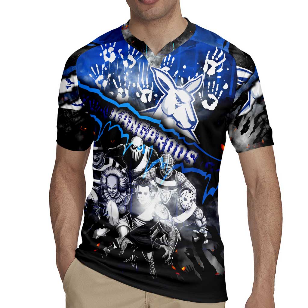 Step Into Horror Domain Kangaroos Football Rugby Jersey Halloween Horror Movie Characters - Aussie Hoodie
